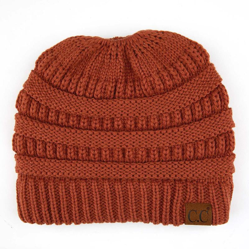 C.C Women’S Ponytail Beanie Tail Hat – Chic & Cozy Knit Winter Hat with High Ponytail Opening, Perfect for Halloween, Fall & Winter