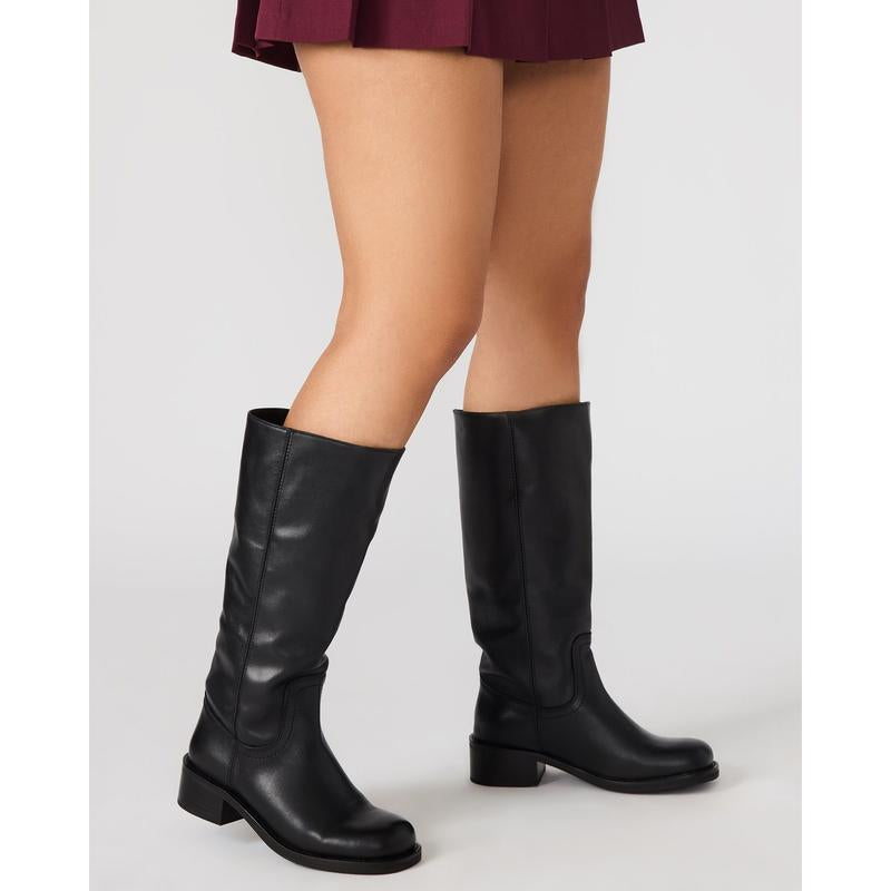 Steve Madden RIGGS BLACK LEATHER WIDE CALF - Wide