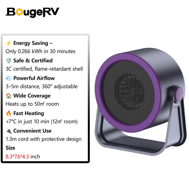 Bougerv 2025 Heater Outdoor & Desktop Portable Heater-- 2025 New Hot Air Blower Mini Radiator Energy Efficient Winter Warmer Warmth Convenience Compact Design Low Energy Consumption