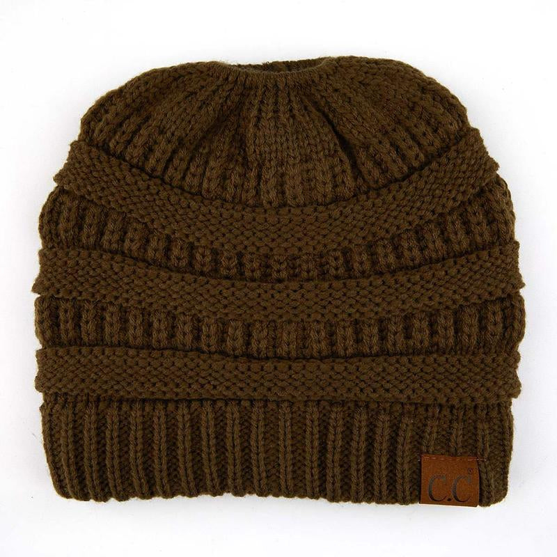 C.C Women’S Ponytail Beanie Tail Hat – Chic & Cozy Knit Winter Hat with High Ponytail Opening, Perfect for Halloween, Fall & Winter