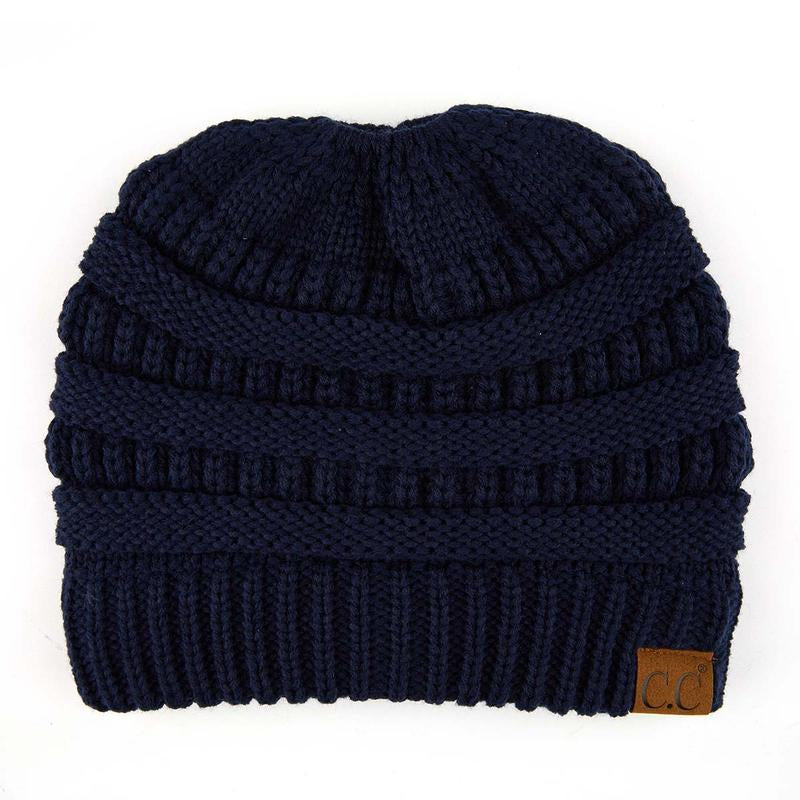 C.C Women’S Ponytail Beanie Tail Hat – Chic & Cozy Knit Winter Hat with High Ponytail Opening, Perfect for Halloween, Fall & Winter