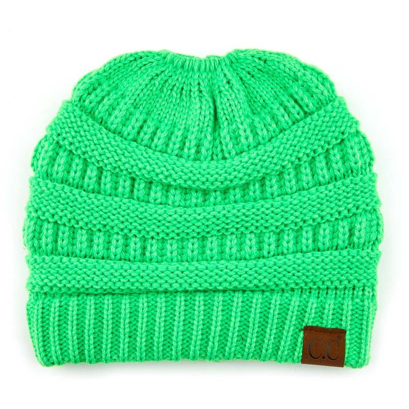 C.C Women’S Ponytail Beanie Tail Hat – Chic & Cozy Knit Winter Hat with High Ponytail Opening, Perfect for Halloween, Fall & Winter