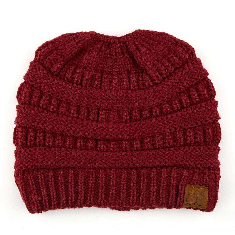C.C Women’S Ponytail Beanie Tail Hat – Chic & Cozy Knit Winter Hat with High Ponytail Opening, Perfect for Halloween, Fall & Winter