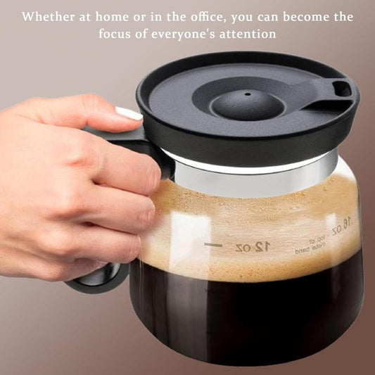 16 Oz Glass Coffee Mug – Coffee Pot Style, 16 Oz Glass Coffee Mug in Coffee Pot Shape, for Hot Teas, Hot Chocolate (1Pcs)