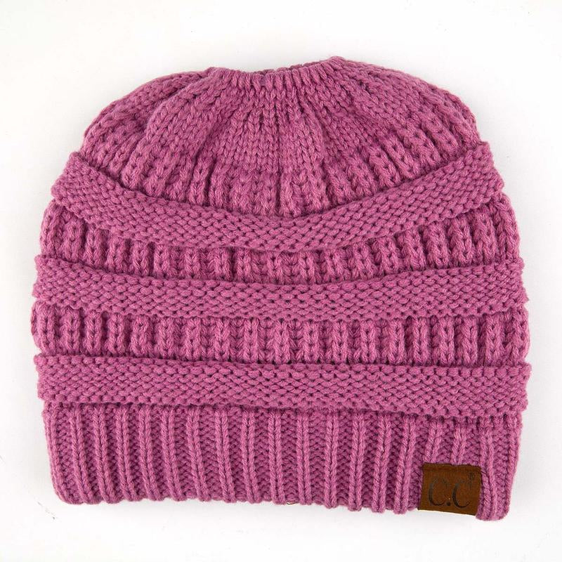 C.C Women’S Ponytail Beanie Tail Hat – Chic & Cozy Knit Winter Hat with High Ponytail Opening, Perfect for Halloween, Fall & Winter