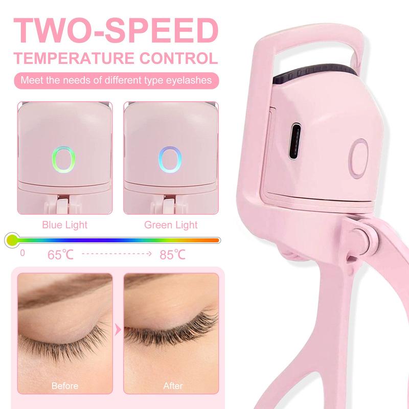 Aliver 2 Modes Heated Electric Eyelash Curler Cosmetics Curling Mascara Beauty Products Makeup Tool Pink