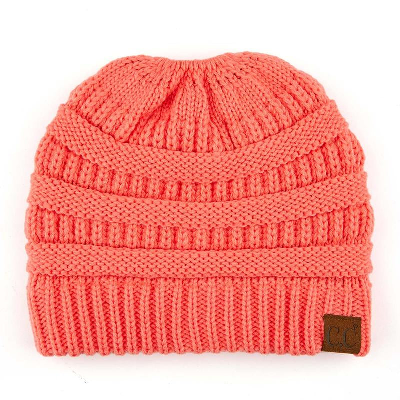 C.C Women’S Ponytail Beanie Tail Hat – Chic & Cozy Knit Winter Hat with High Ponytail Opening, Perfect for Halloween, Fall & Winter