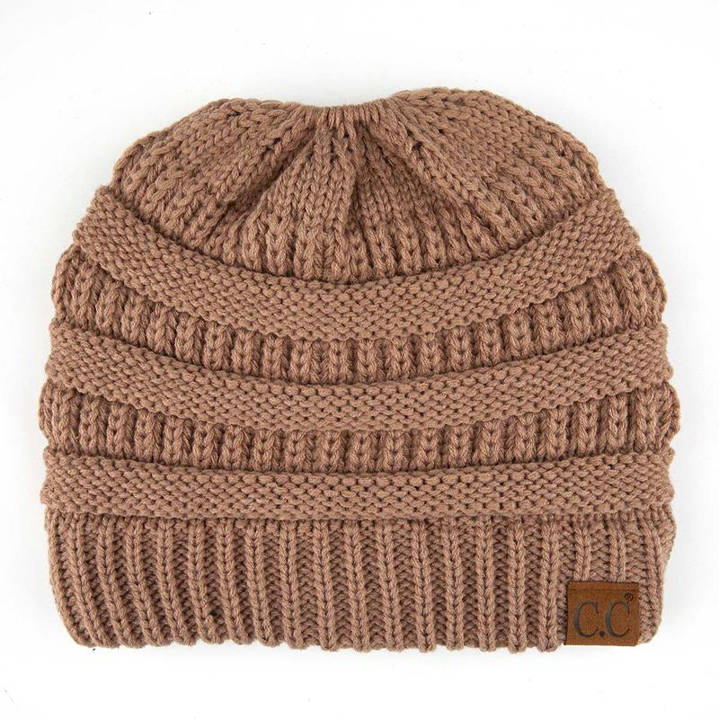 C.C Women’S Ponytail Beanie Tail Hat – Chic & Cozy Knit Winter Hat with High Ponytail Opening, Perfect for Halloween, Fall & Winter