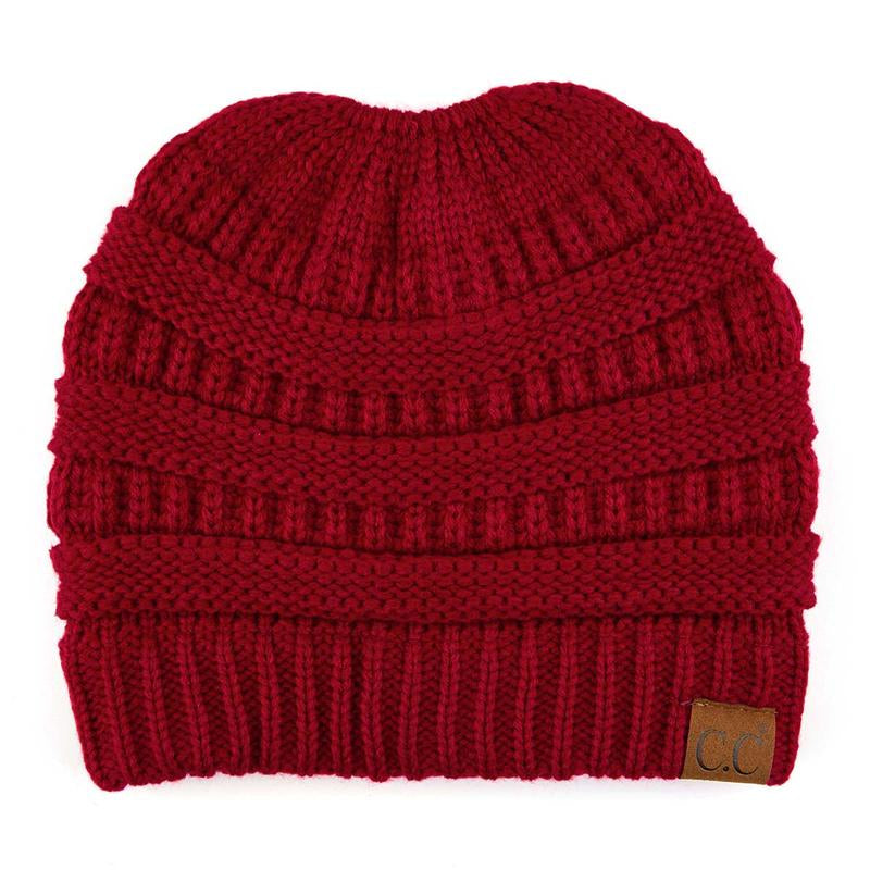 C.C Women’S Ponytail Beanie Tail Hat – Chic & Cozy Knit Winter Hat with High Ponytail Opening, Perfect for Halloween, Fall & Winter