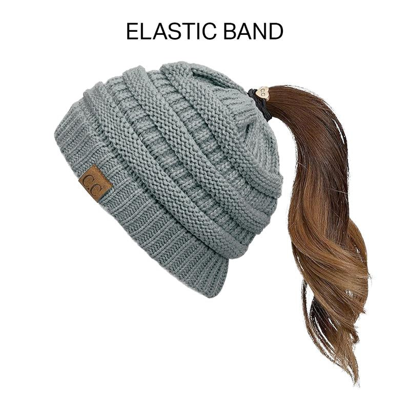 C.C Women’S Ponytail Beanie Tail Hat – Chic & Cozy Knit Winter Hat with High Ponytail Opening, Perfect for Halloween, Fall & Winter