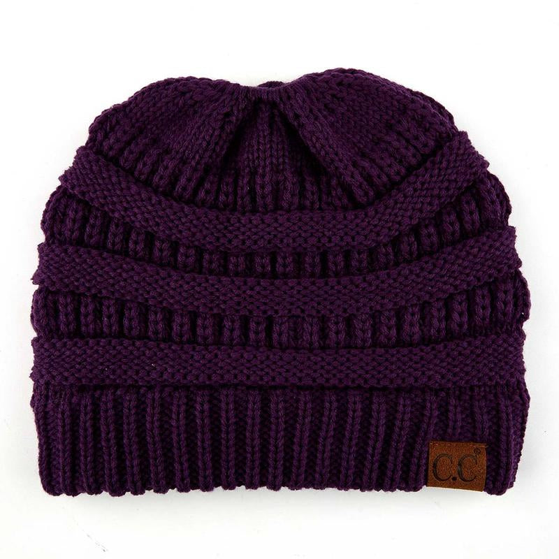 C.C Women’S Ponytail Beanie Tail Hat – Chic & Cozy Knit Winter Hat with High Ponytail Opening, Perfect for Halloween, Fall & Winter