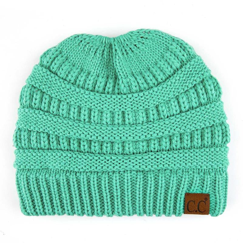 C.C Women’S Ponytail Beanie Tail Hat – Chic & Cozy Knit Winter Hat with High Ponytail Opening, Perfect for Halloween, Fall & Winter
