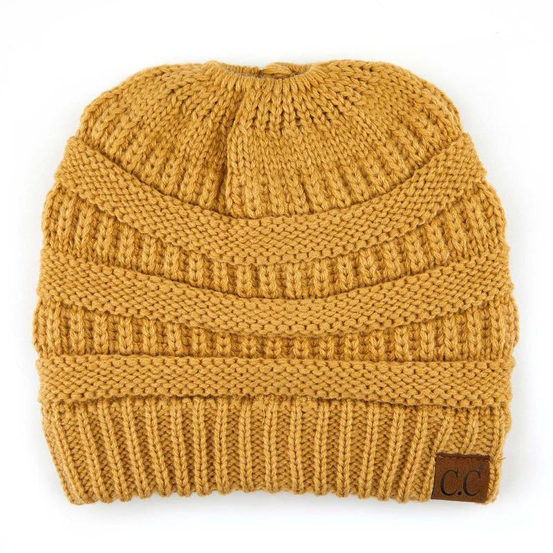 C.C Women’S Ponytail Beanie Tail Hat – Chic & Cozy Knit Winter Hat with High Ponytail Opening, Perfect for Halloween, Fall & Winter