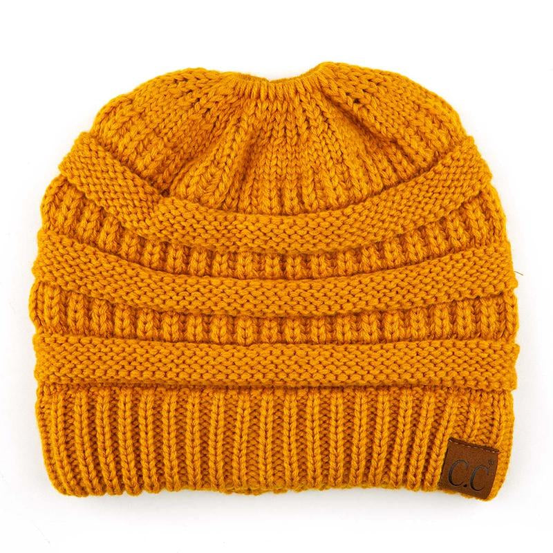 C.C Women’S Ponytail Beanie Tail Hat – Chic & Cozy Knit Winter Hat with High Ponytail Opening, Perfect for Halloween, Fall & Winter