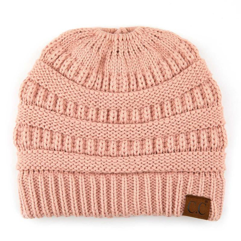 C.C Women’S Ponytail Beanie Tail Hat – Chic & Cozy Knit Winter Hat with High Ponytail Opening, Perfect for Halloween, Fall & Winter