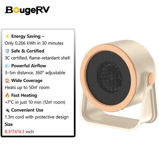 Bougerv 2025 Heater Outdoor & Desktop Portable Heater-- 2025 New Hot Air Blower Mini Radiator Energy Efficient Winter Warmer Warmth Convenience Compact Design Low Energy Consumption