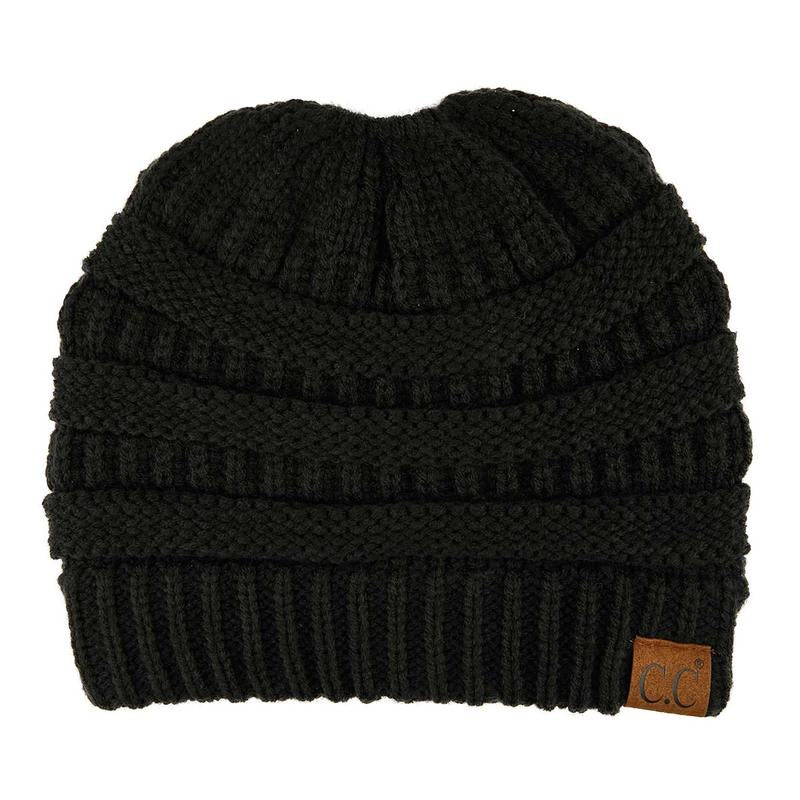 C.C Women’S Ponytail Beanie Tail Hat – Chic & Cozy Knit Winter Hat with High Ponytail Opening, Perfect for Halloween, Fall & Winter