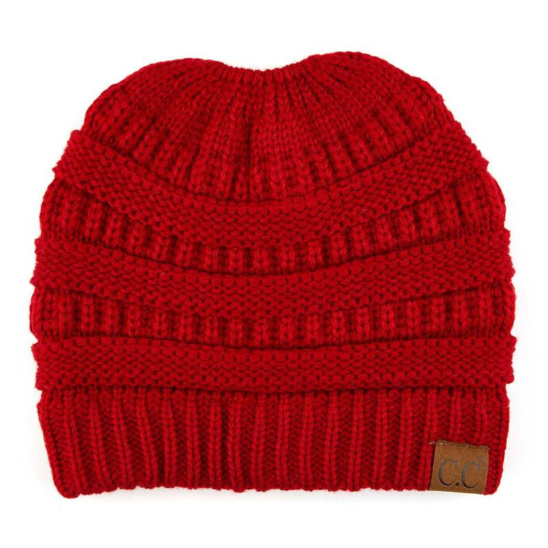 C.C Women’S Ponytail Beanie Tail Hat – Chic & Cozy Knit Winter Hat with High Ponytail Opening, Perfect for Halloween, Fall & Winter
