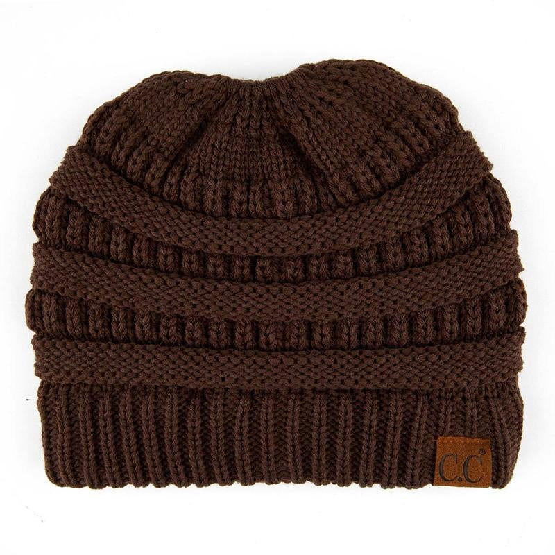 C.C Women’S Ponytail Beanie Tail Hat – Chic & Cozy Knit Winter Hat with High Ponytail Opening, Perfect for Halloween, Fall & Winter