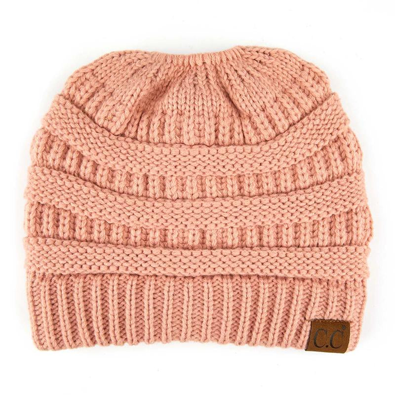 C.C Women’S Ponytail Beanie Tail Hat – Chic & Cozy Knit Winter Hat with High Ponytail Opening, Perfect for Halloween, Fall & Winter