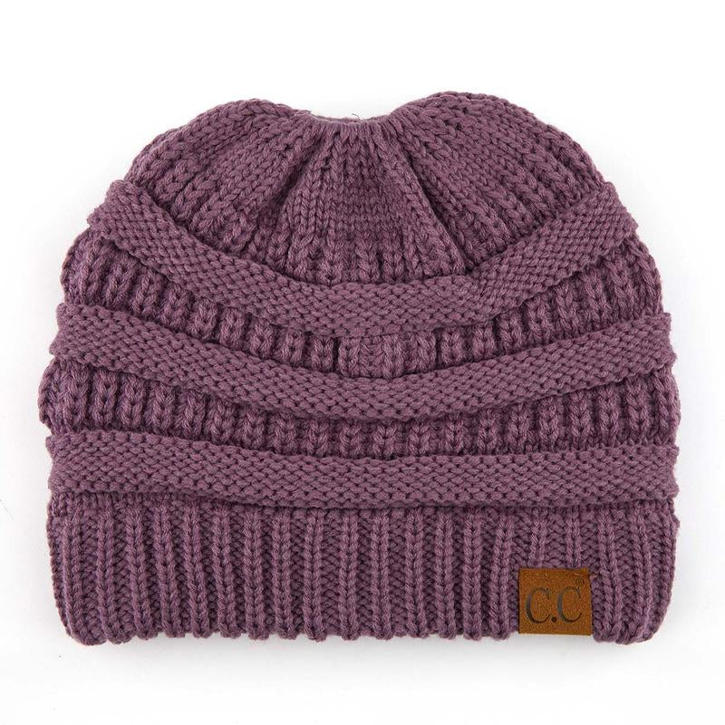 C.C Women’S Ponytail Beanie Tail Hat – Chic & Cozy Knit Winter Hat with High Ponytail Opening, Perfect for Halloween, Fall & Winter